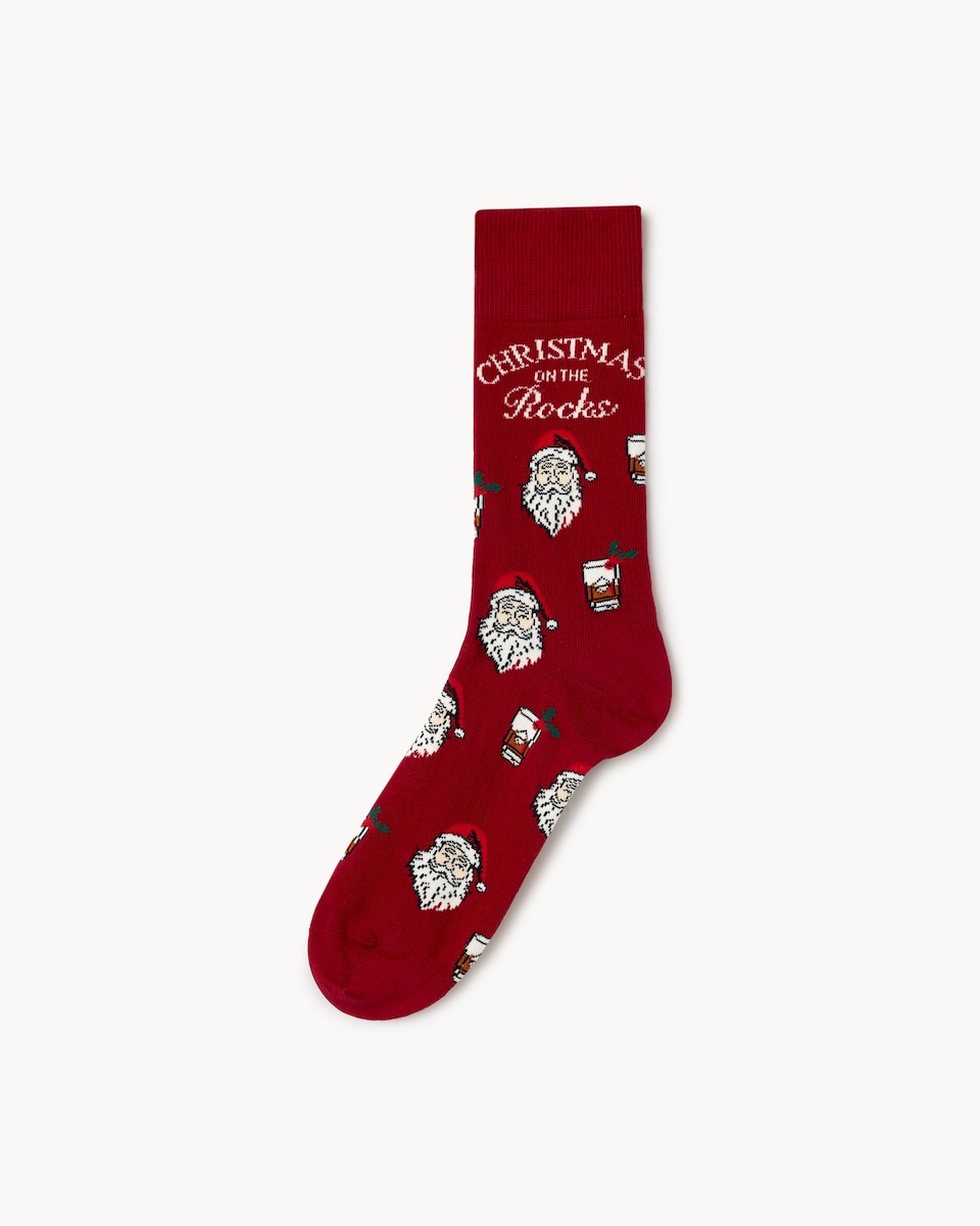 Christmas Cotton Rich Santa Ankle Socks in Multi