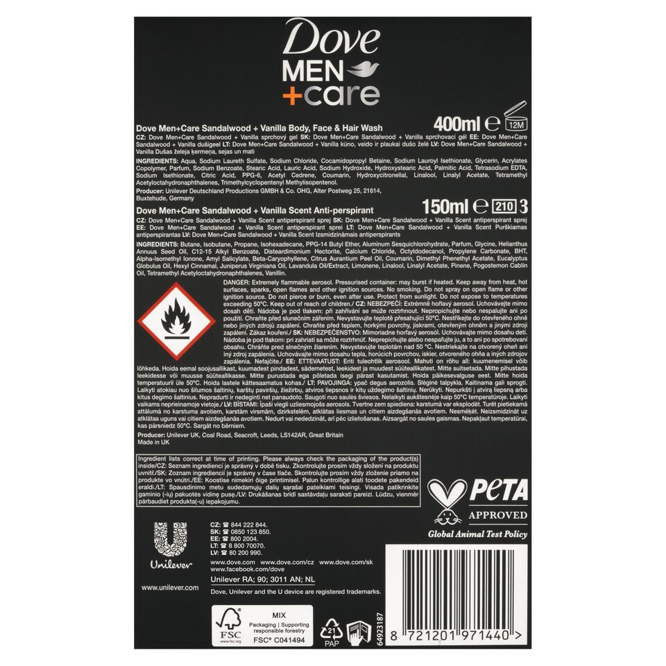 obrázok 1 z Dove Men+Care Sandalwood&Vanilla darčeková kazeta pre muža