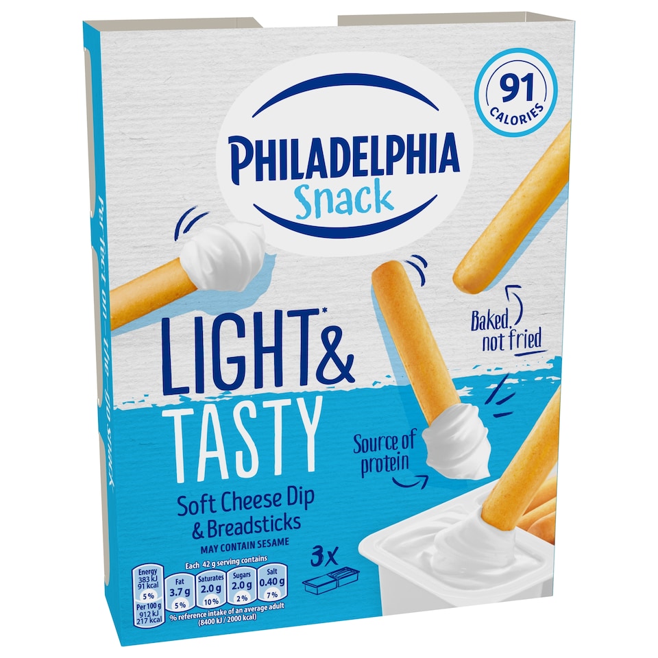 image 1 of Philadelphia Light Low Fat Soft Cream Cheese Snacks 3 Pack 126G