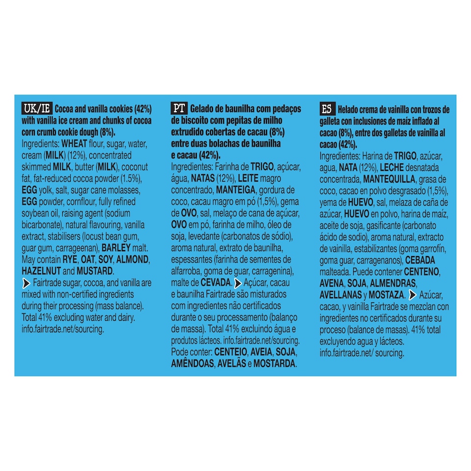 image 1 of Ben & Jerry's Cookie Dough Ice Cream Sandwich 4x68ml