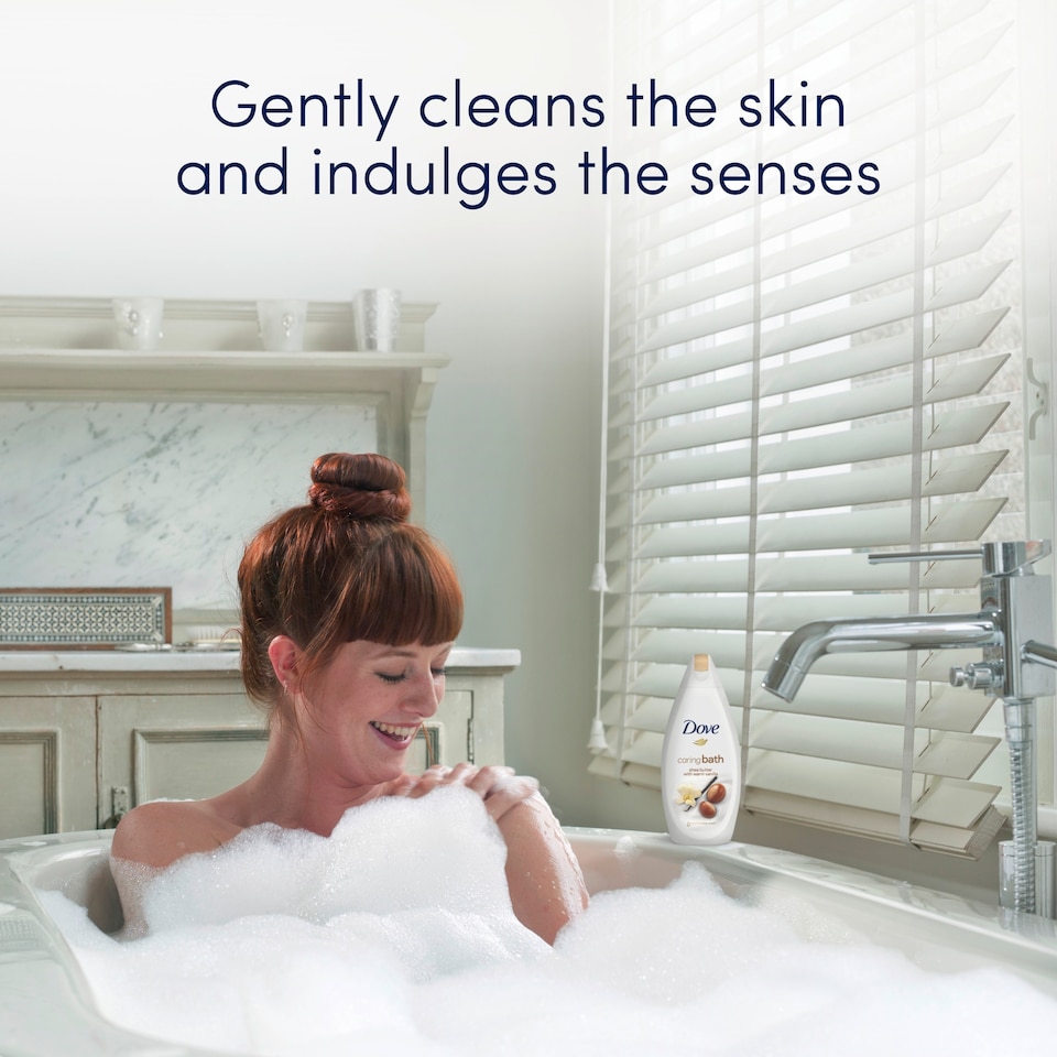 image 1 of Dove Caring Bath Shea Butter & Vanilla Bath Soak Bubble Bath 450ml