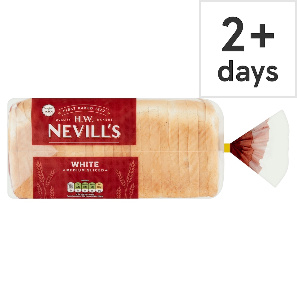H.W. Nevill's Medium Sliced White Bread 800g