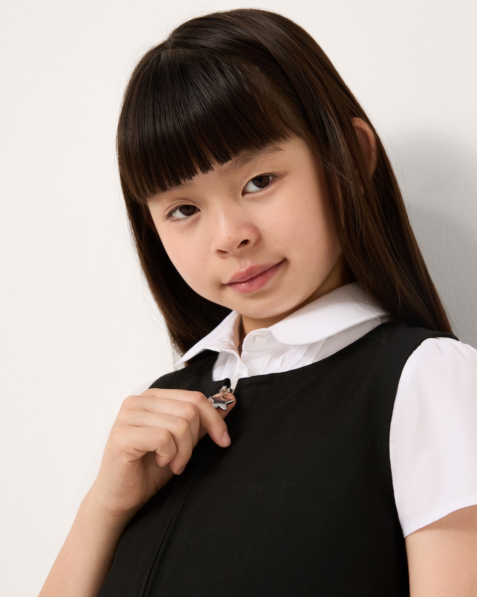 image 1 of F&F School Girls 2-Pack Regular Fit Pleated Pinafore Dresses in Black