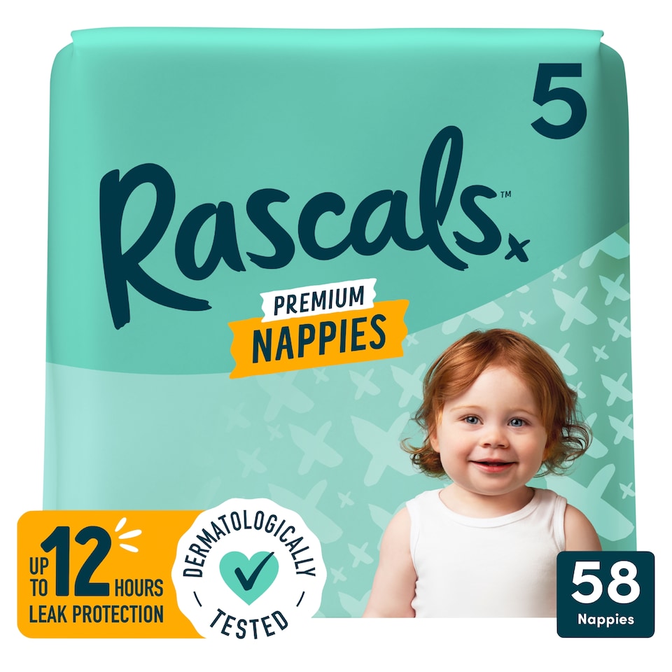 image 1 of Rascals Premium Nappies, Size 5 | 58 Jumbo Pack
