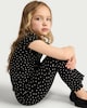 image 2 of F&F Girls 2-Pack Cotton Rich Polka Dot Flared Leggings in Multi Black White