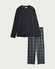 image 3 of F&F Fleece Check Print Long Sleeved Pyjamas in Grey
