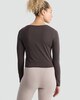 image 3 of F&F Active Modal Rich Drawstring Hem Long Sleeved Yoga Top in Brown