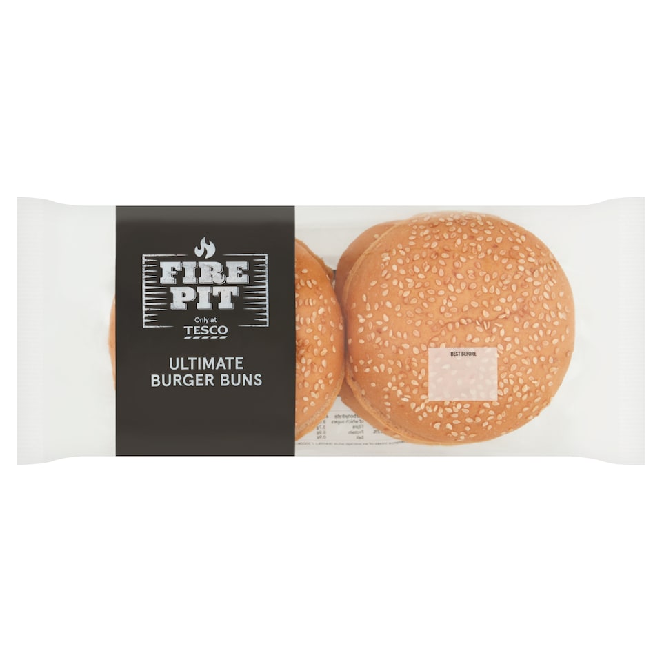 Tesco Fire Pit Ultimate Burger Buns 4 Pack 310G