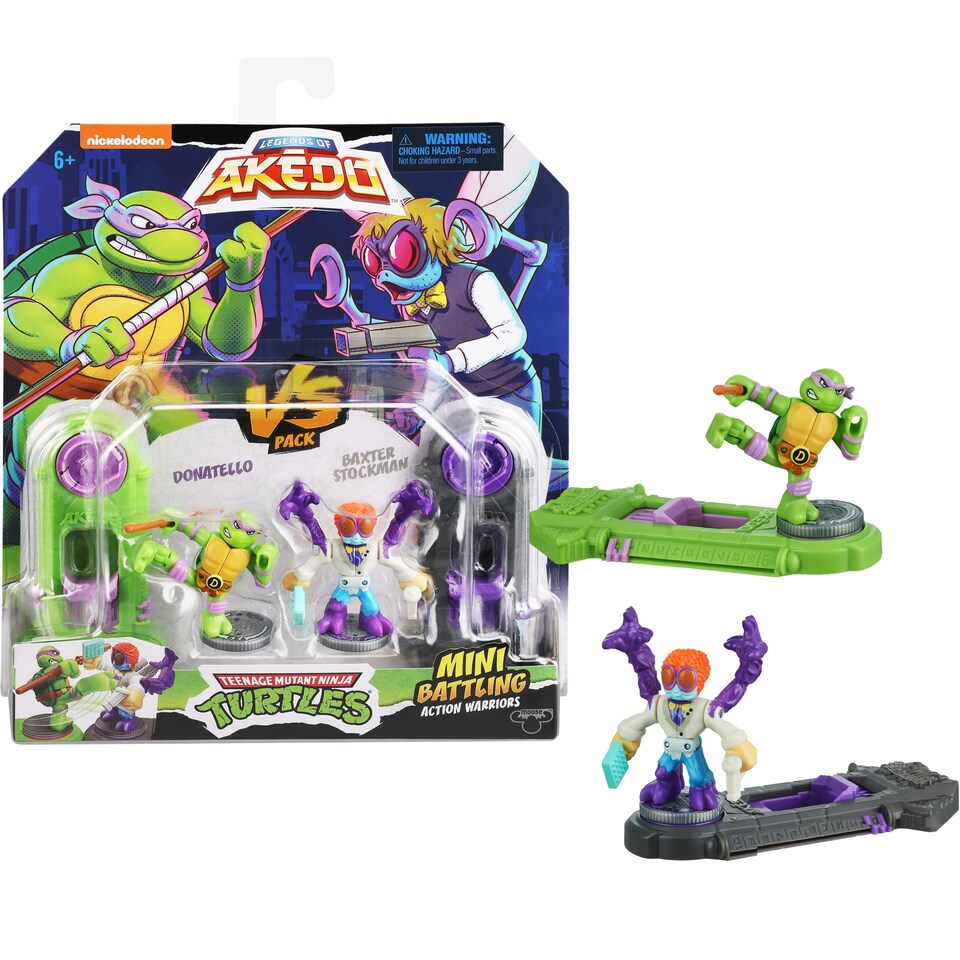 image 1 of Legends Of Akedo Teenage Mutant Ninja Turtles Mini Battling Warriors Donatello Vs Baxter Stockman Figures