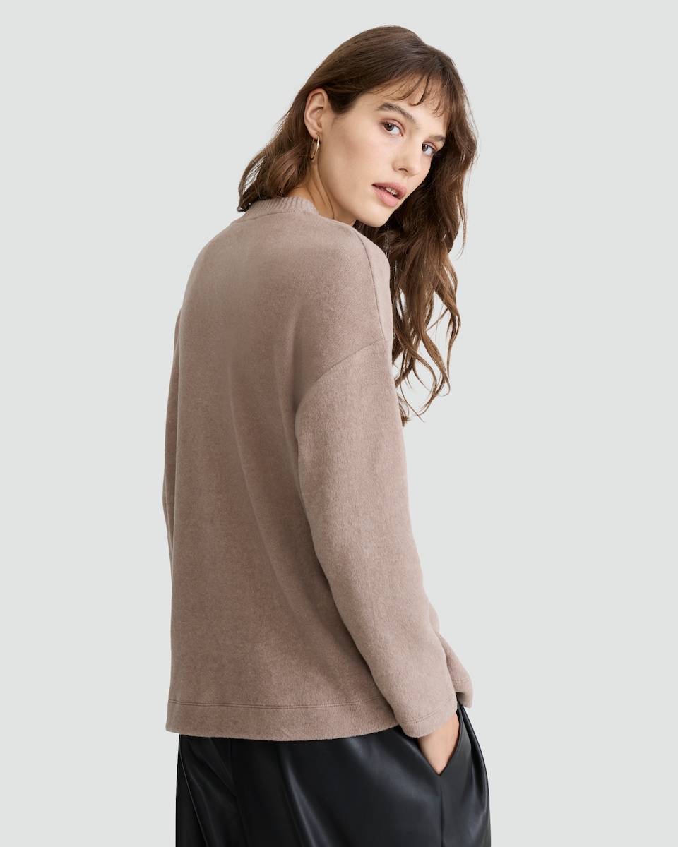 image 1 of F&F Seam Detail Crew Neck Jumper in Brown