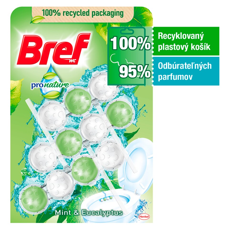 image 1 of Bref Pro Nature Mint & Eucalyptus tuhý WC blok 3 x 50 g