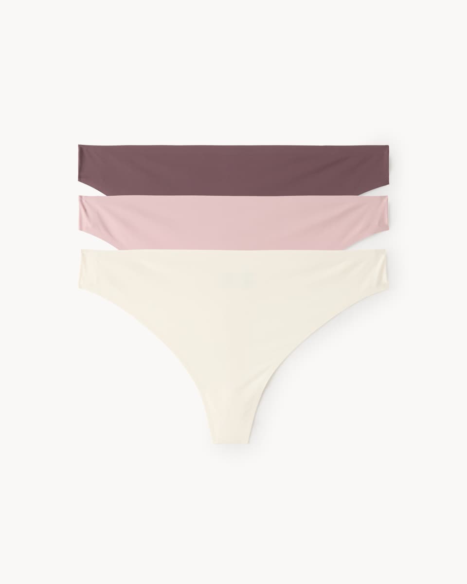 image 1 of F&F 3-Pack Seamfree Bonded Thongs in Multi