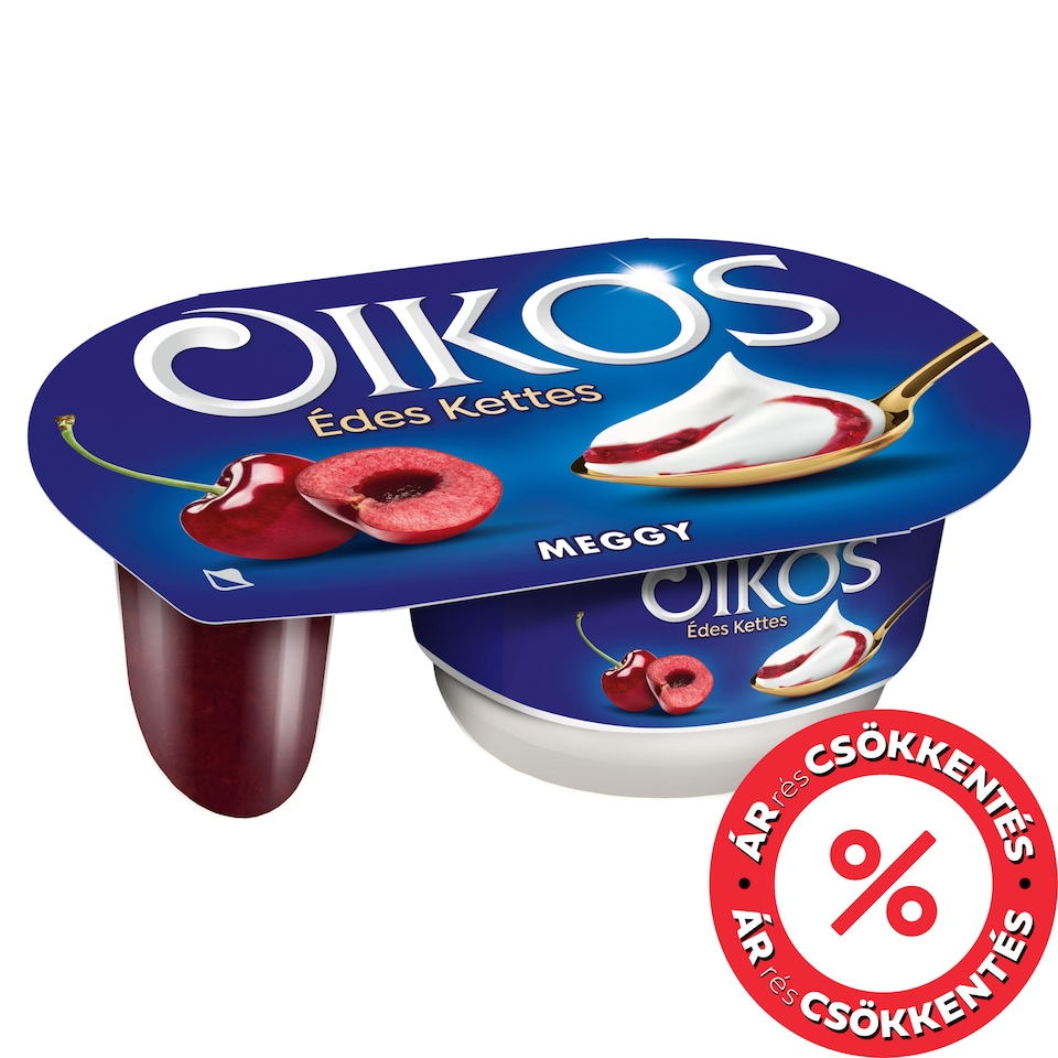 Danone Oikos Édes Kettes élőflórás édesített joghurt meggyszósszal 118 g