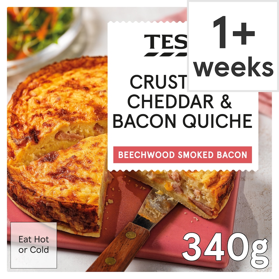 Tesco Crustless Cheddar & Bacon Quiche 340g