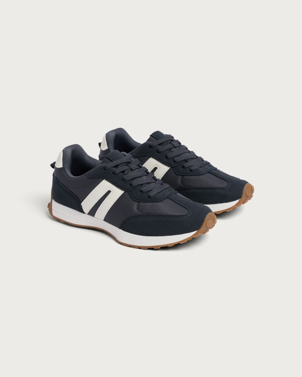 F&F Panelled Lace Up Trainers in Navy