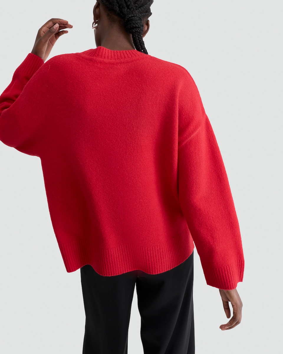 image 1 of F&F Knitted Slouchy Jumper with Wool in Red