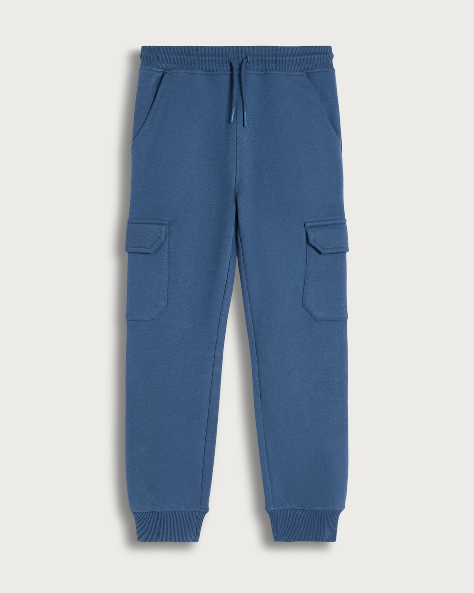 F&F Boys Cotton Rich Cuffed Cargo Joggers in Blue