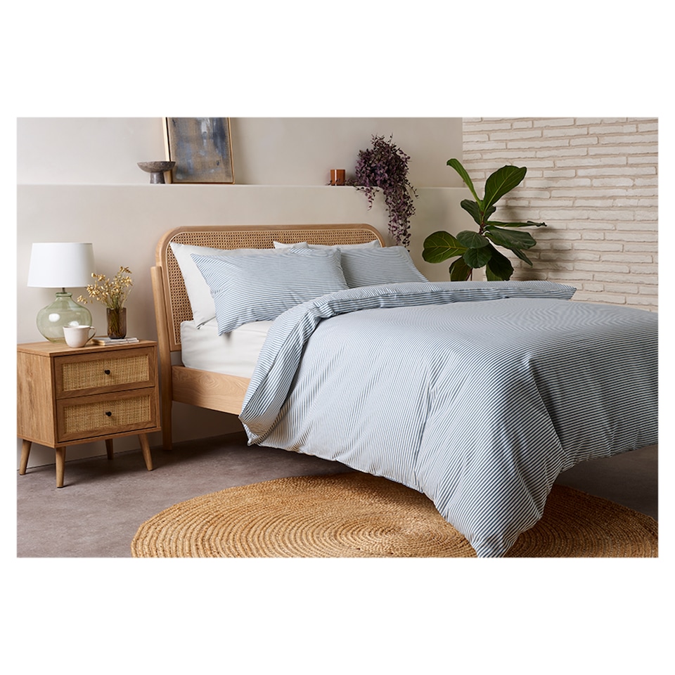 F&F Home Blue Striped Duvet Set Double