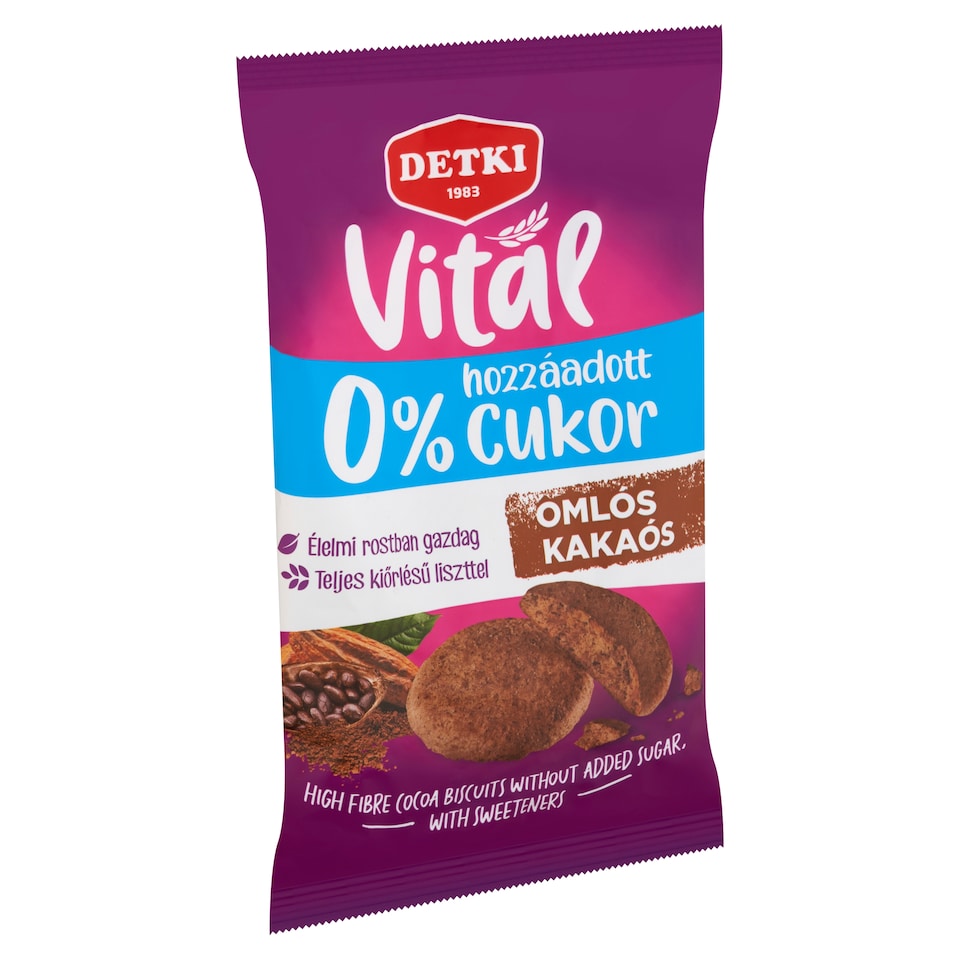 Detki Vital omlós kakaós keksz hozzáadott cukor nélkül, édesítőszerekkel 180 g