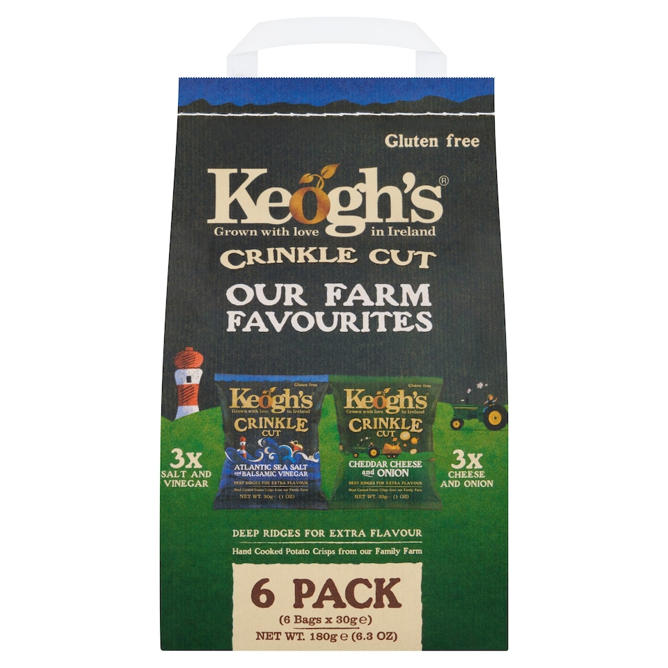 Keoghs Crinkle Cut Farm Favourites Crisps 6 Pack 180G