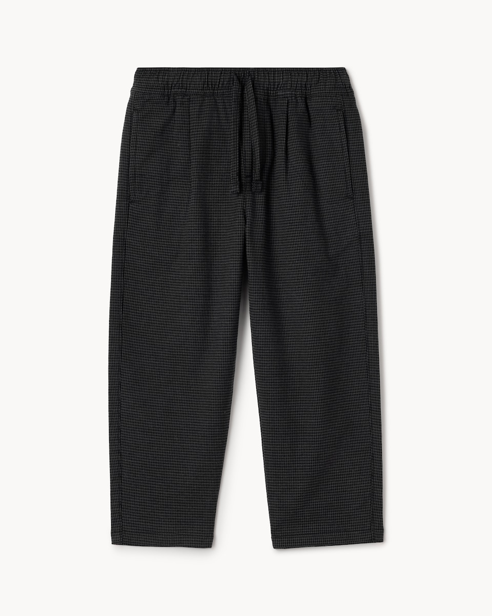 image 1 of F&F Boys Check Drawstring Trousers in Black