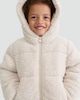 image 1 of F&F Girls Borg Textured Padded Hooded Jacket in Cream