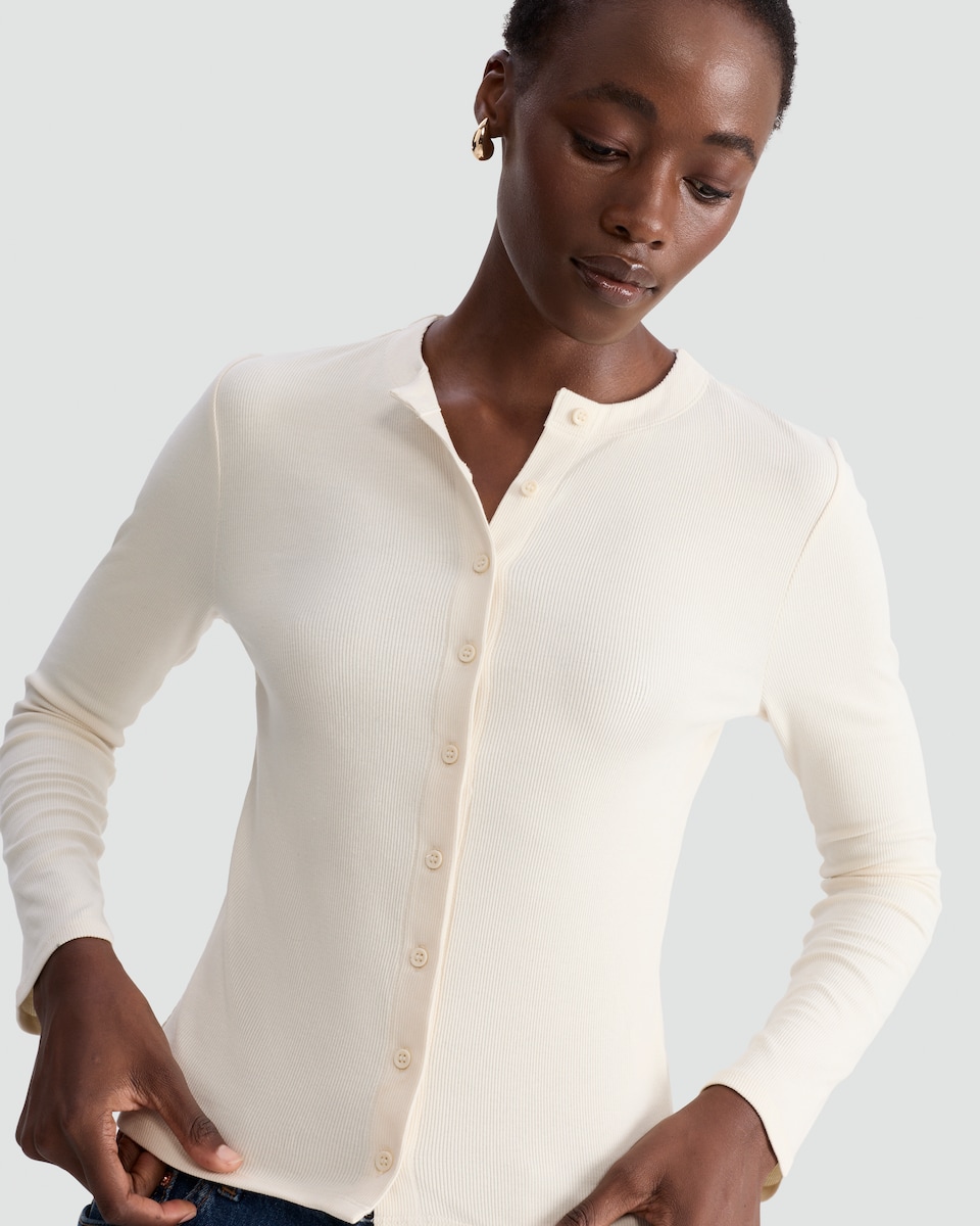 image 1 of F&F Cotton Rich Long Sleeved Cardigan in Cream