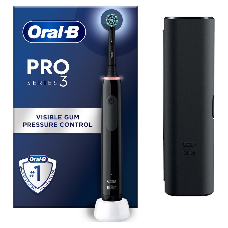 image 1 of Oral-B Pro 3 Black Cross Action Electric Toothbrush