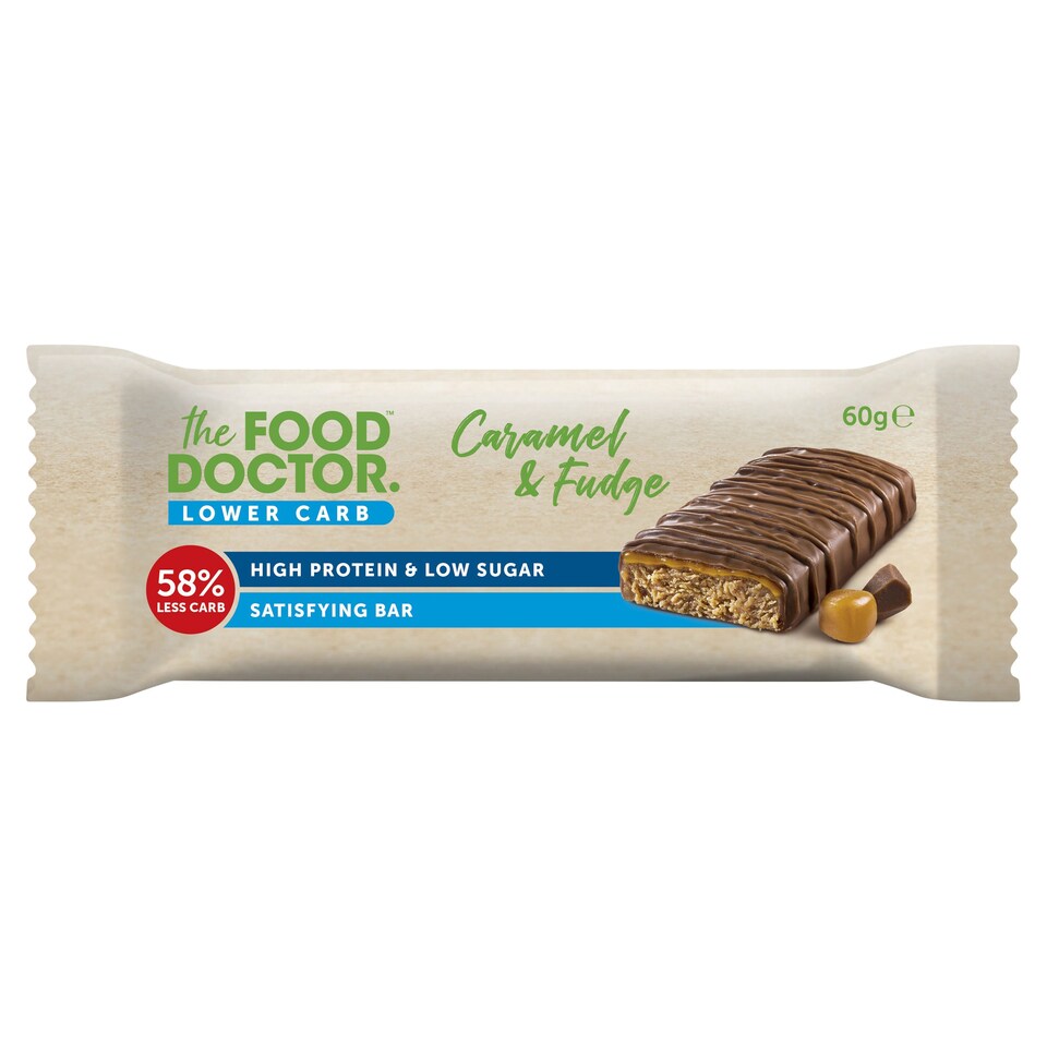 The Food Doctor Lower Carb Chocolate Snack Bar - Caramel & Fudge 60g