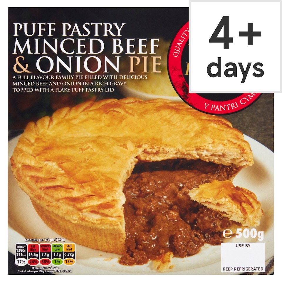 Welsh Pantry Minced Beef & Onion Pie 500G