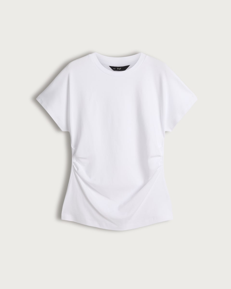 F&F Pure Cotton Ruched Side Short Sleeved T-Shirt in White