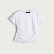 F&F Pure Cotton Ruched Side Short Sleeved T-Shirt in White