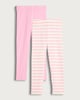 image 1 of F&F Girls 2-Pack Cotton Rich Patterned Leggings in Multi Pink