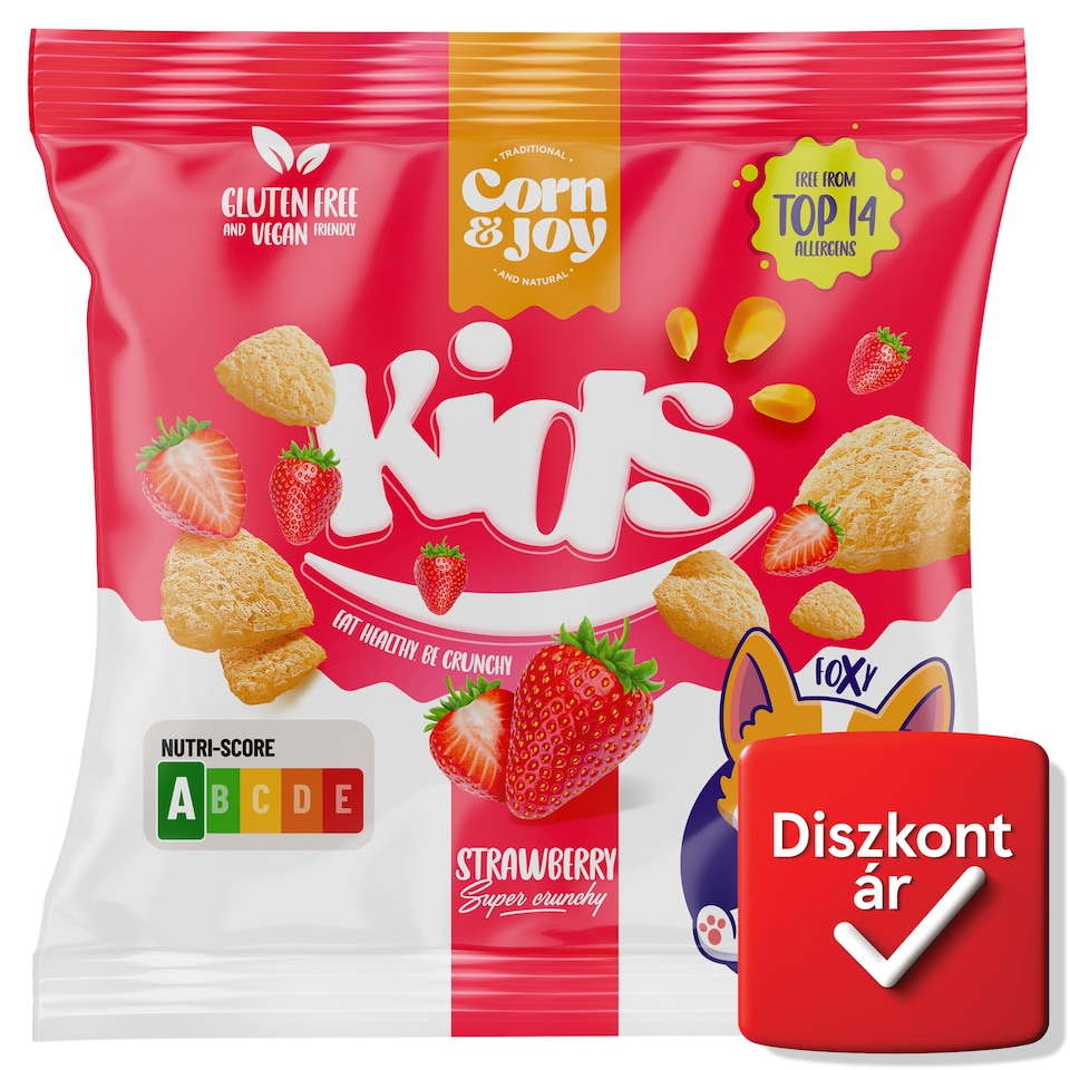 Corn & Joy Kids extrudált eper ízű snack 40 g