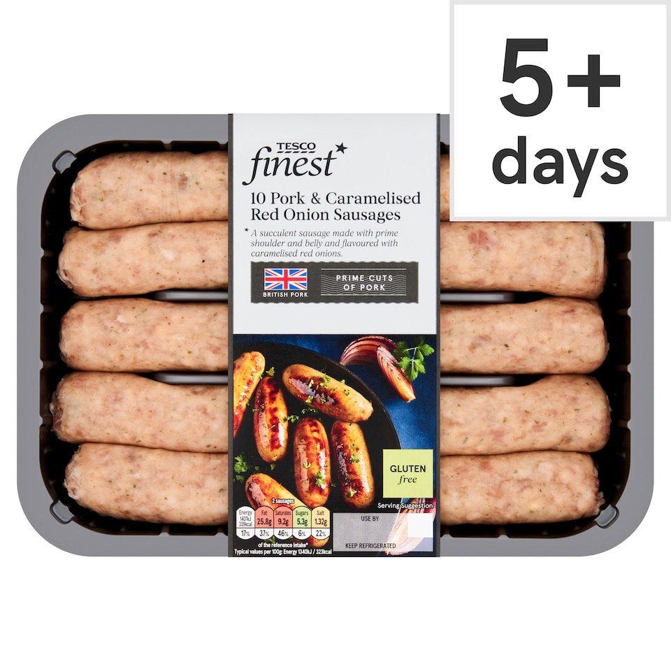 Tesco Finest Pork & Caramelised Onion Sausages 667G