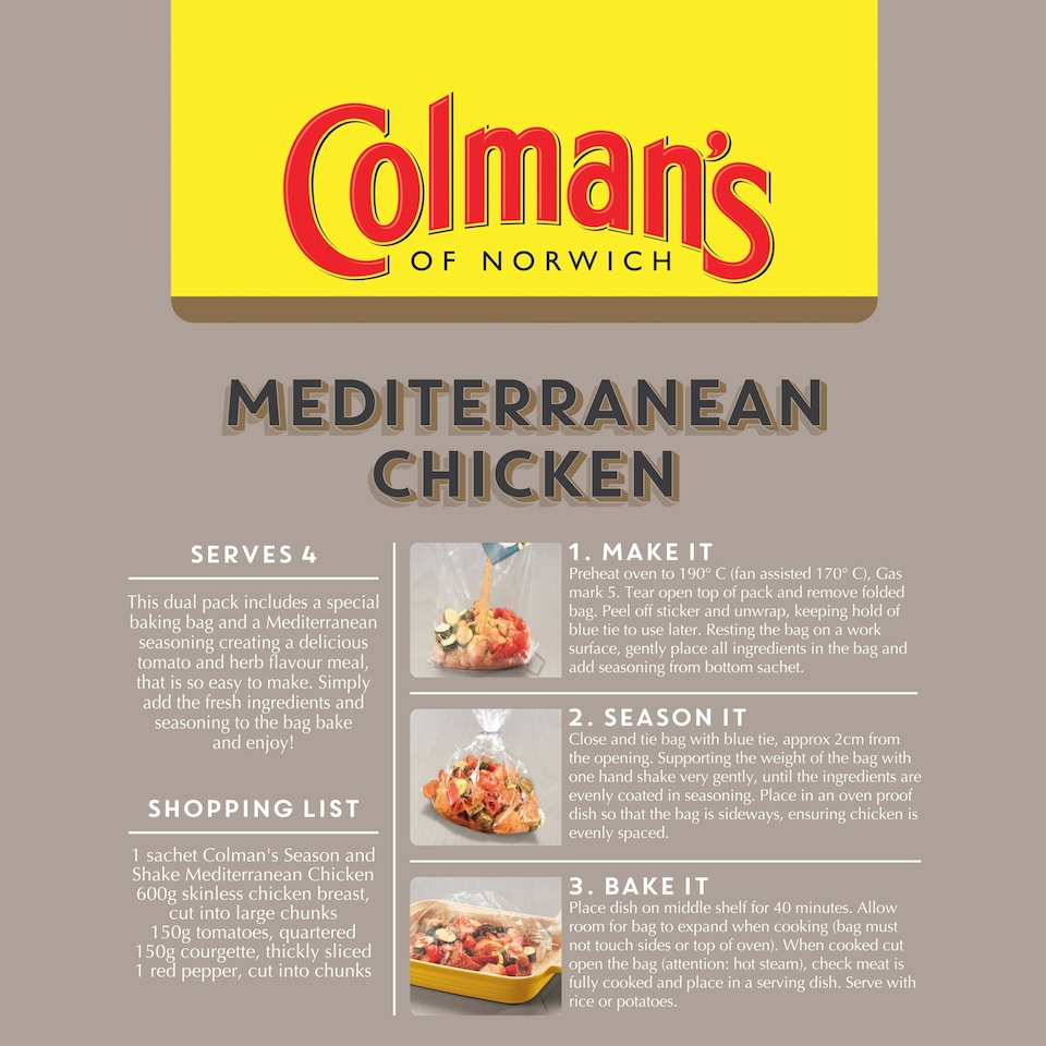 image 1 of Colman's Season & Shake Mediterranean Chicken Seasoning Mix 33G