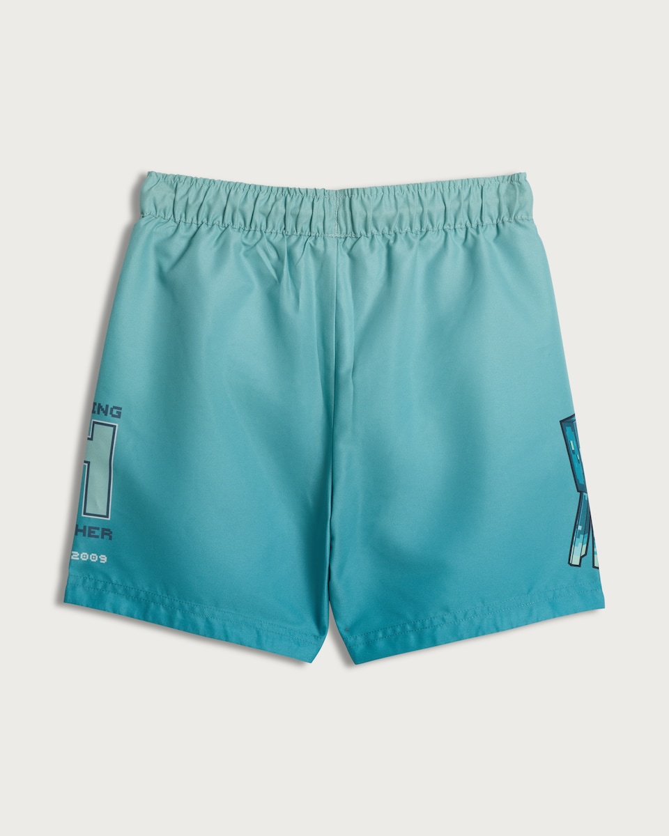 image 1 of Minecraft Print Drawstring Swim Shorts in Blue