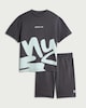 image 4 of F&F Boys 2-Piece Cotton Rich Graffiti Oversized Fit T-Shirt and Shorts Set in Grey