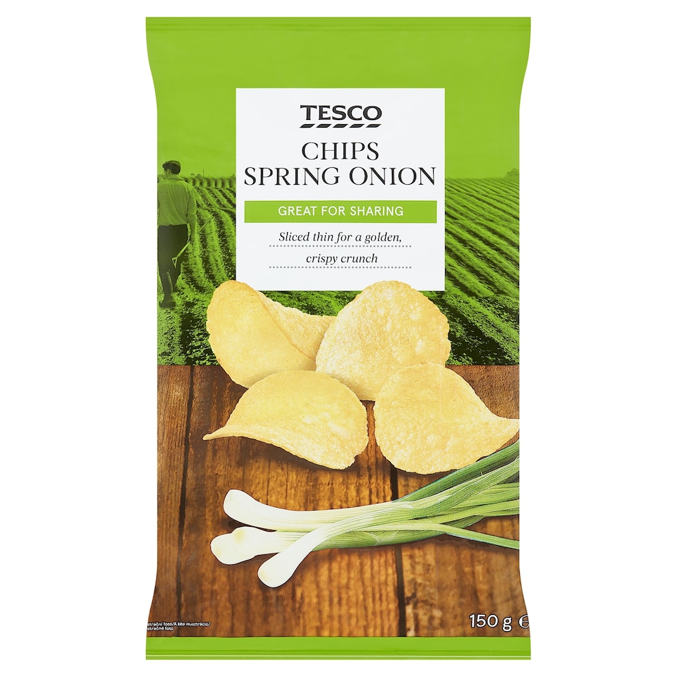 Tesco zöldhagyma ízű burgonyachips 150 g
