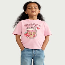 F&F Girls Pure Cotton Bubble Tea T-Shirt in Pink