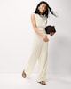 image 1 of F&F Textured Lace Wide Leg Co-ord Trousers in Cream