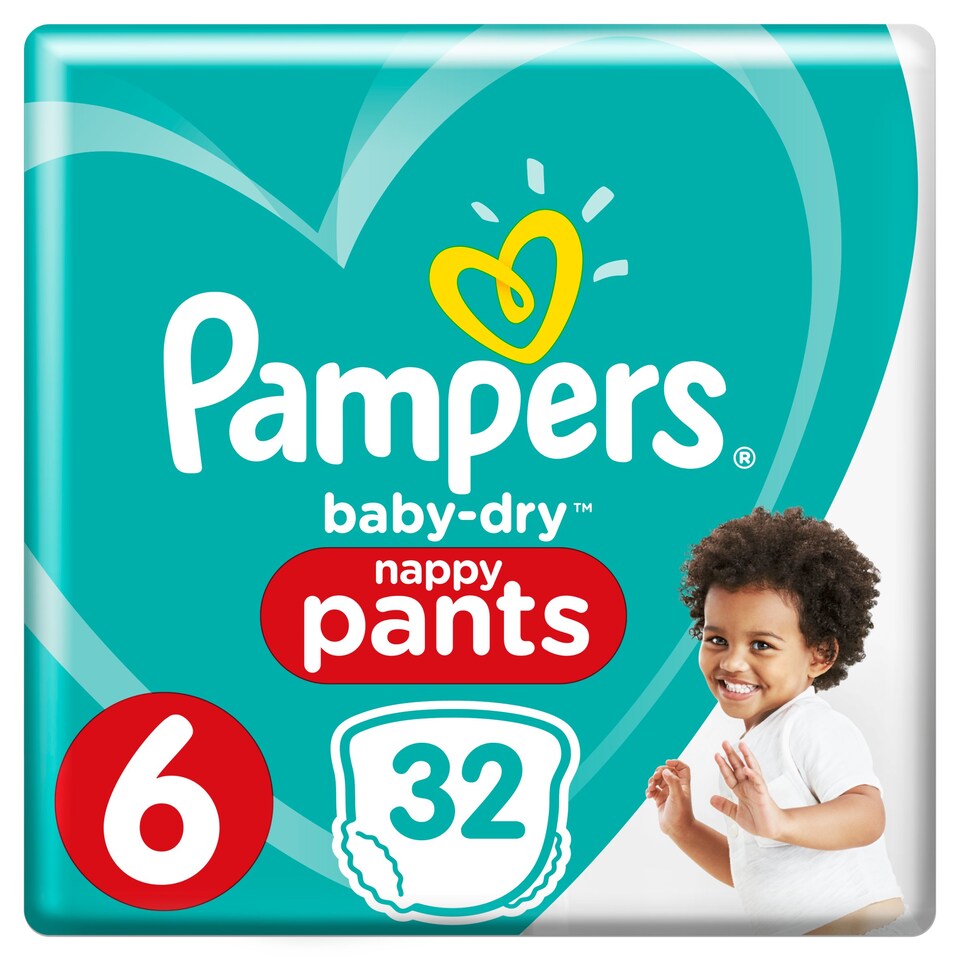 image 1 of Pampers Baby Dry Pants Size 6 Essential Pack 32 Nappies