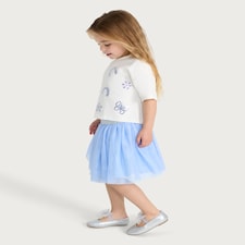 F&F Girls 2-Piece Sequin T-Shirt and Tulle Skirt Set in Blue