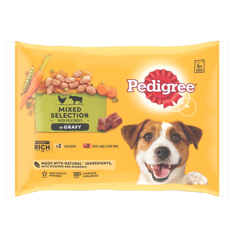 Pedigree Gravy Chicken Beef Dog Pouches 4 X100g