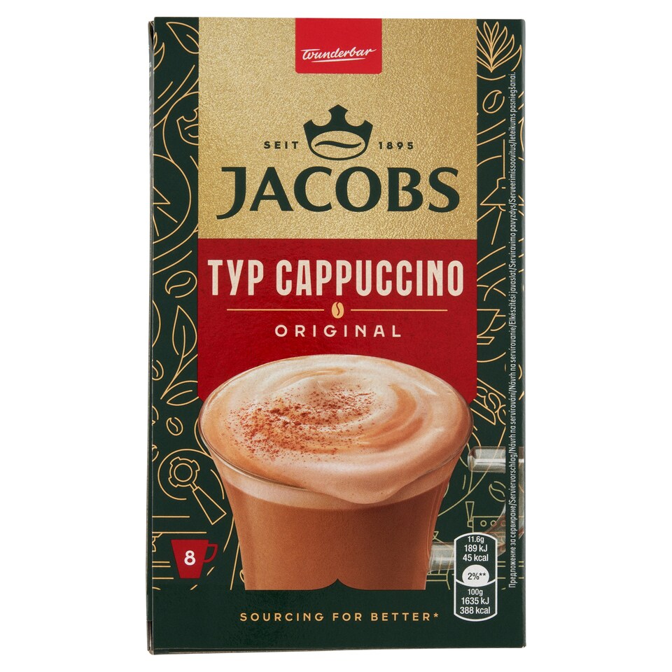 image 1 of Jacobs Cappuccino Instant Coffee Drink 8 x 11.6 g (92.8 g)