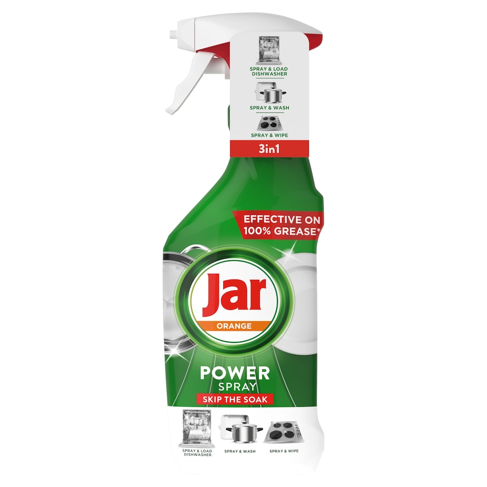 Jar Power Spray, 3 az 1-ben,Könnyű tisztítás és ragyogás az edényekhez és a konyhához,narancs,500 ml