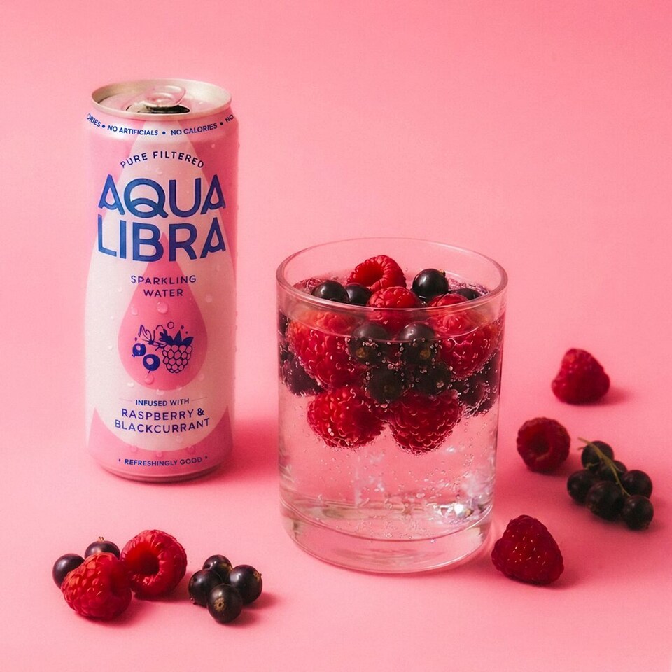 image 1 of Aqua Libra Sparkling Water Raspberry and Blackcurrant 330m