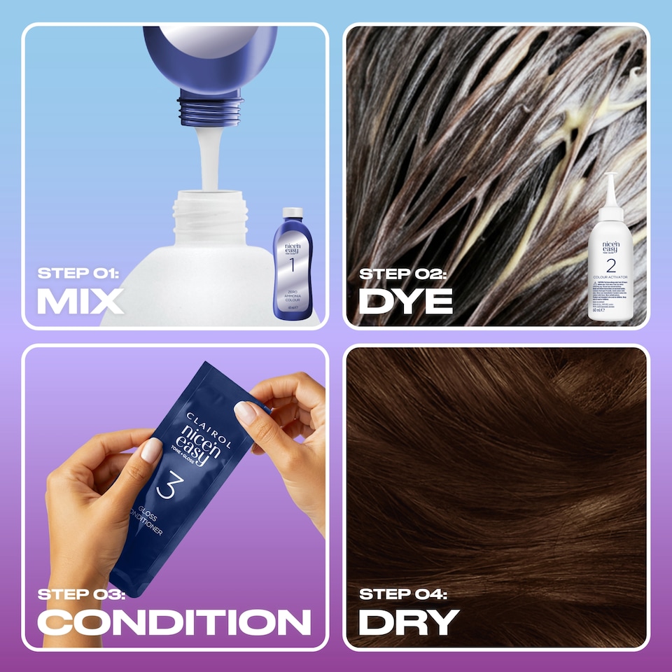 image 1 of CLAIROL NICE'N EASY TONE+GLOSS SEMI PERMANENT HAIR DYE - 500/765 MEDIUM BROWN