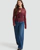 image 2 of OH ME OH MY Cotton Blend Lace Tie Front Top in Burgundy
