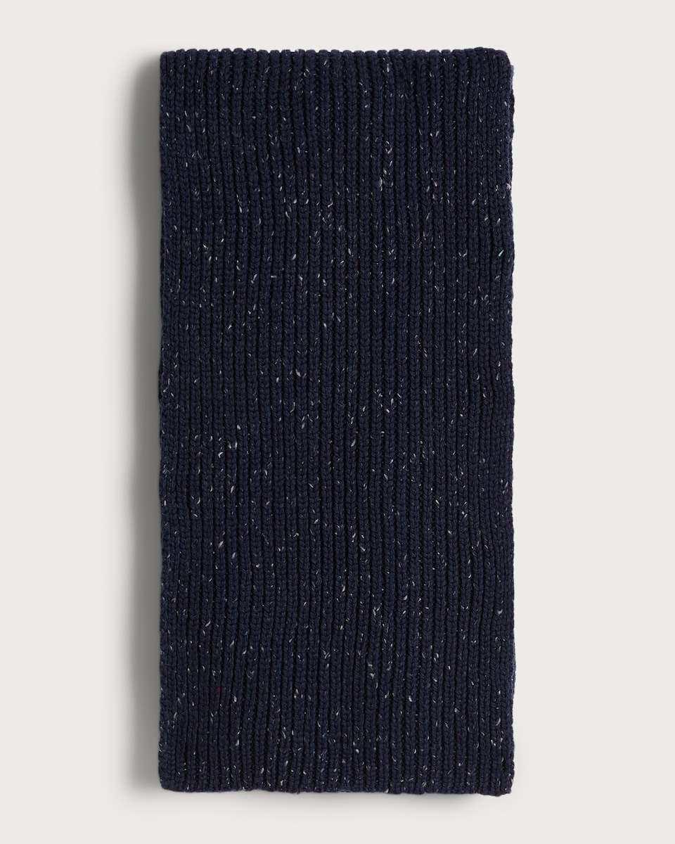 image 1 of F&F Ribbed Knit Speckled Pattern Scarf in Navy